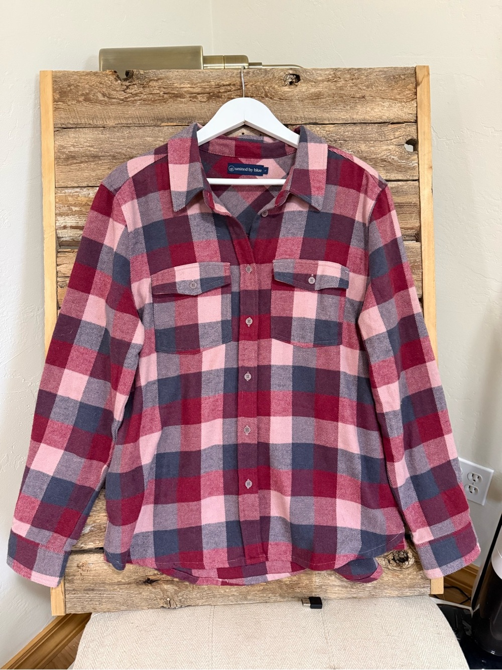 United By Blue Pink & Red Plaid Men's Button-Down Shirt